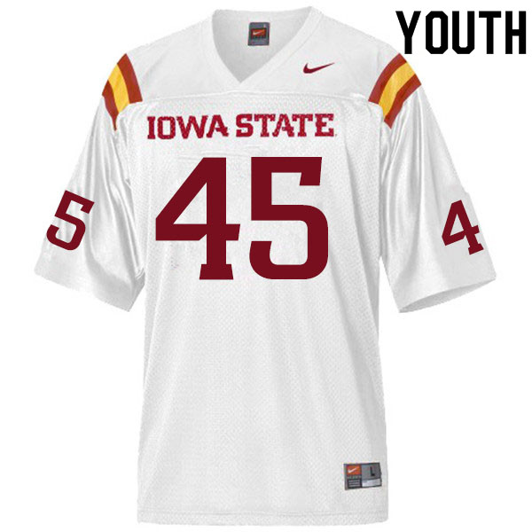 Youth #45 Ben Latusek Iowa State Cyclones College Football Jerseys Sale-White - Click Image to Close